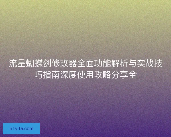 流星蝴蝶剑修改器全面功能解析与实战技巧指南深度使用攻略分享全